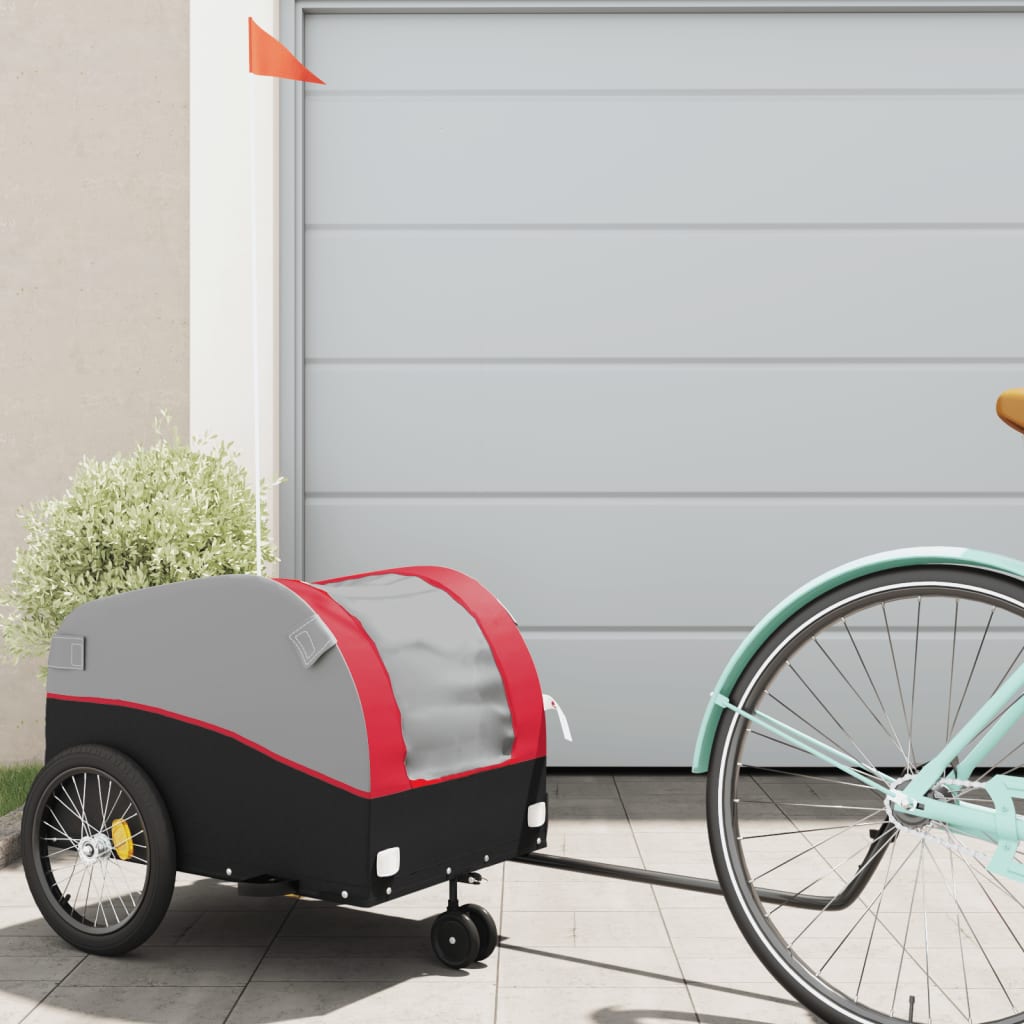 vidaXL Bike Trailer Black and Red 30 kg Iron