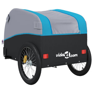 vidaXL Bike Trailer Black and Blue 30 kg Iron