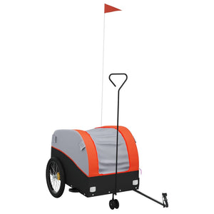 vidaXL Bike Trailer Black and Orange 45 kg Iron