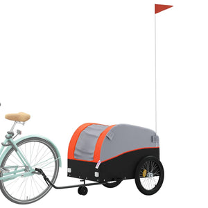 vidaXL Bike Trailer Black and Orange 45 kg Iron