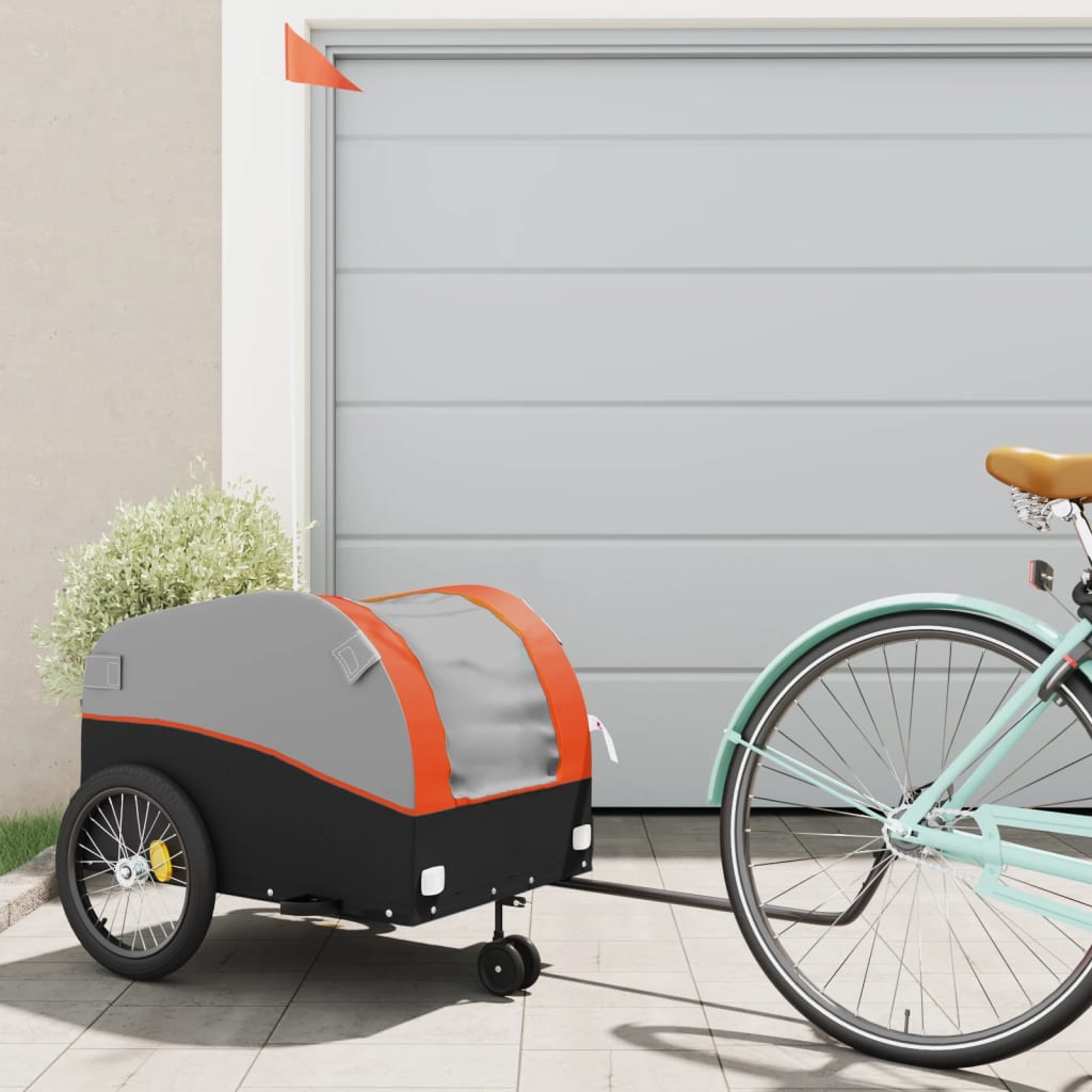 vidaXL Bike Trailer Black and Orange 45 kg Iron