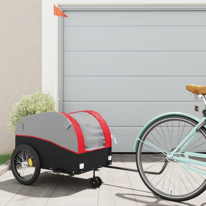 vidaXL Bike Trailer Black and Red 45 kg Iron