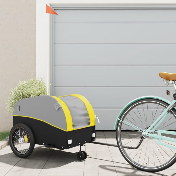 vidaXL Bike Trailer Black and Yellow 45 kg Iron