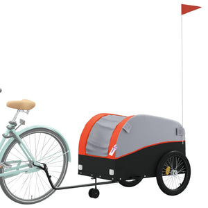 vidaXL Bike Trailer Black and Orange 45 kg Iron