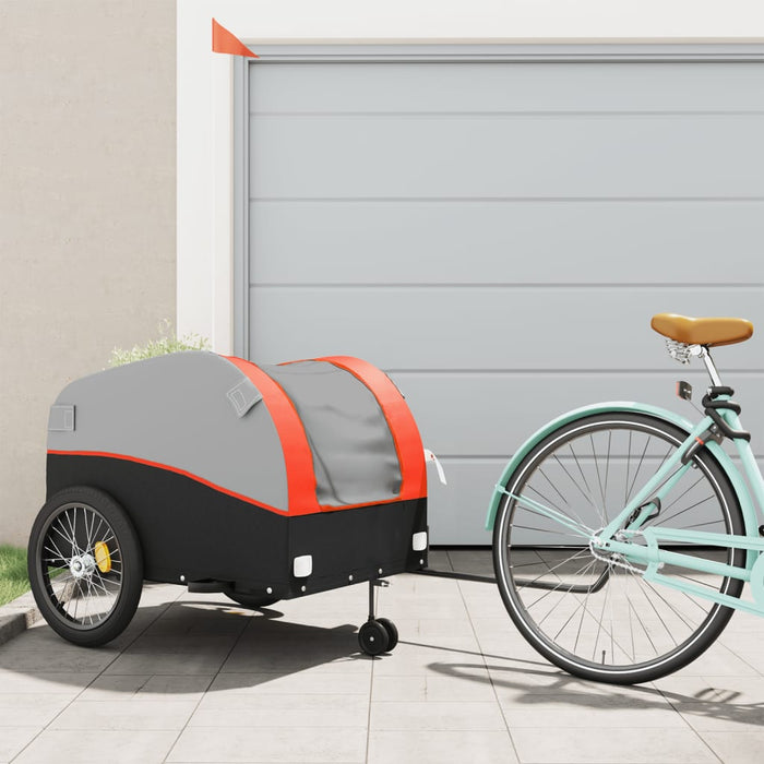 vidaXL Bike Trailer Black and Orange 45 kg Iron