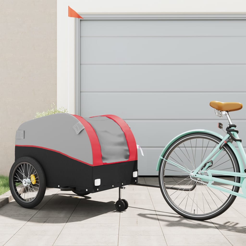 vidaXL Bike Trailer Black and Red 45 kg Iron