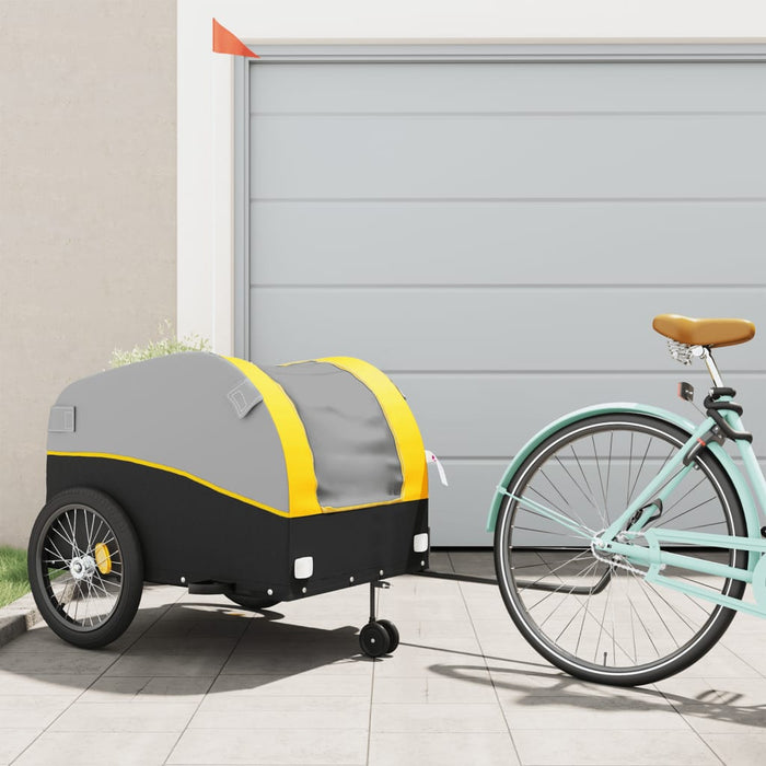 vidaXL Bike Trailer Black and Yellow 45 kg Iron