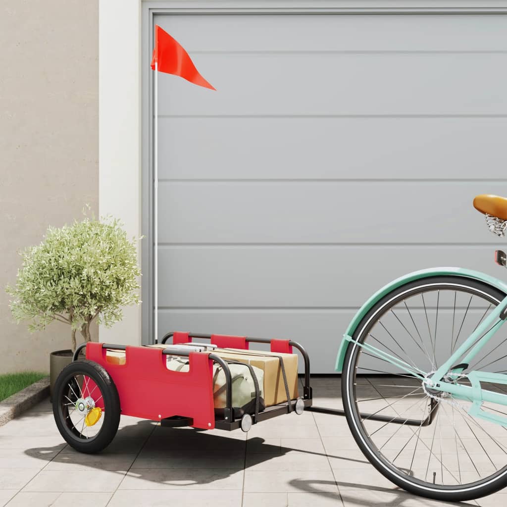 vidaXL Bike Trailer Red Oxford Fabric and Iron