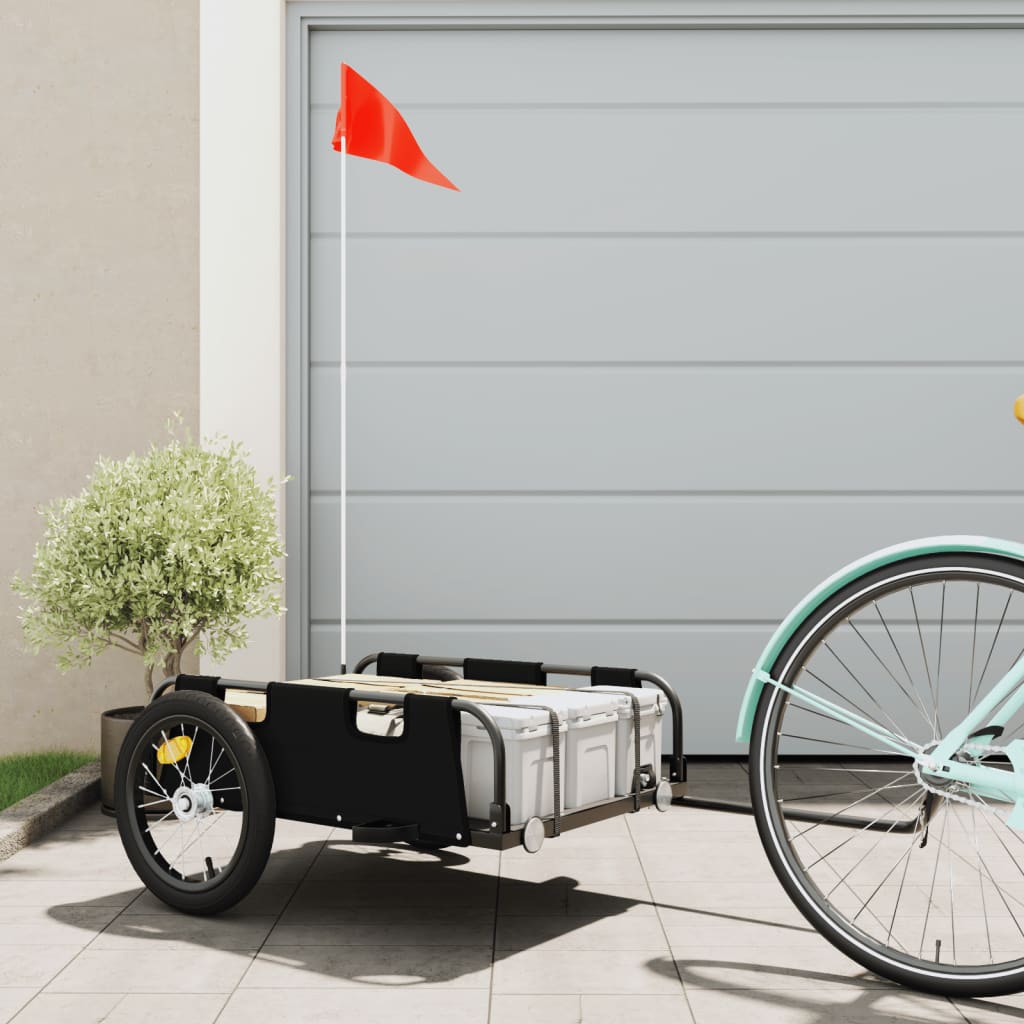 vidaXL Bike Trailer Black Oxford Fabric and Iron