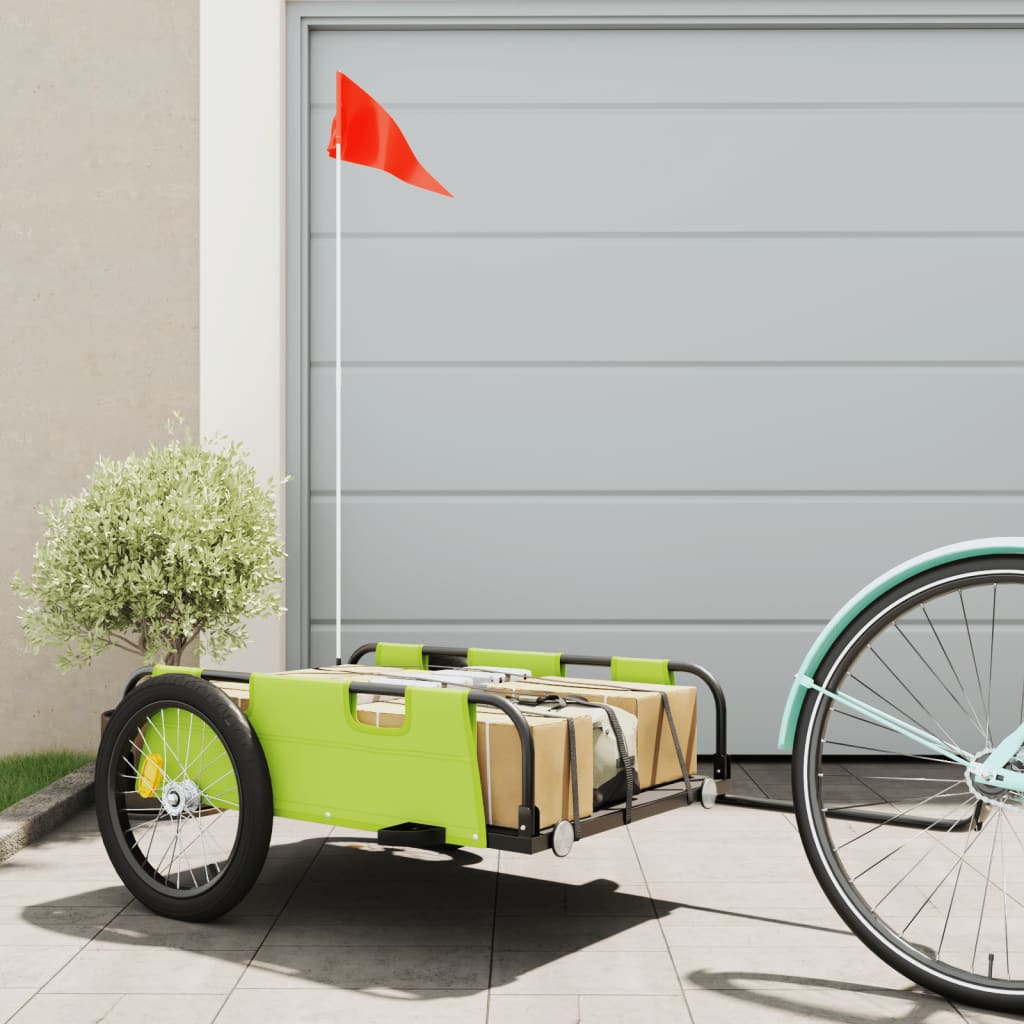 vidaXL Bike Trailer Green Oxford Fabric and Iron