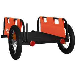 vidaXL Bike Trailer Orange Oxford Fabric and Iron