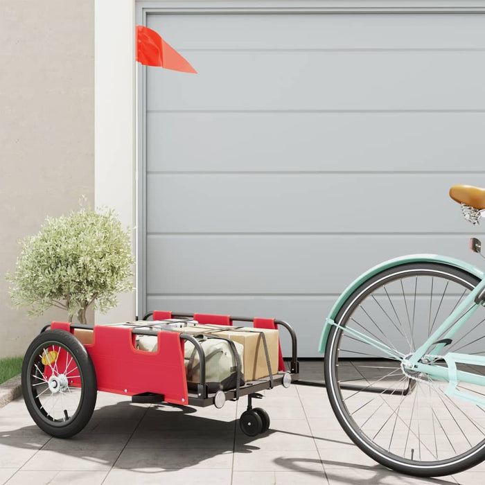 vidaXL Bike Trailer Red Oxford Fabric and Iron