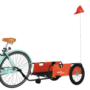 vidaXL Bike Trailer Orange and Black Oxford Fabric and Iron