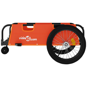 vidaXL Bike Trailer Orange and Black Oxford Fabric and Iron