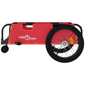 vidaXL Bike Trailer Red and Black Oxford Fabric and Iron