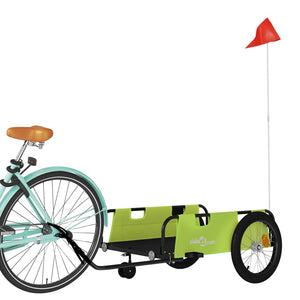 vidaXL Bike Trailer Green and Black Oxford Fabric and Iron