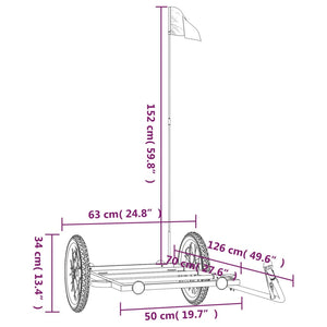 vidaXL Bike Trailer Black 126x63x34 cm Iron