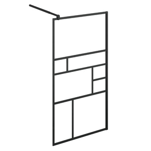 vidaXL Walk-in Shower Wall with Shelf Black 90x195 cm ESG Glass&Aluminium