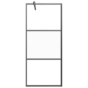 vidaXL Walk-in Shower Wall with Shelf Black 90x195 cm ESG Glass&Aluminium