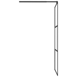 vidaXL Walk-in Shower Wall with Shelf Black 90x195 cm ESG Glass&Aluminium