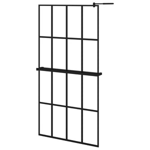 vidaXL Walk-in Shower Wall with Shelf Black 100x195 cm ESG Glass&Aluminium