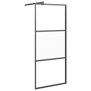 vidaXL Walk-in Shower Wall with Shelf Black 100x195 cm ESG Glass&Aluminium