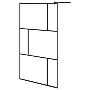 vidaXL Walk-in Shower Wall with Shelf Black 115x195 cm ESG Glass&Aluminium