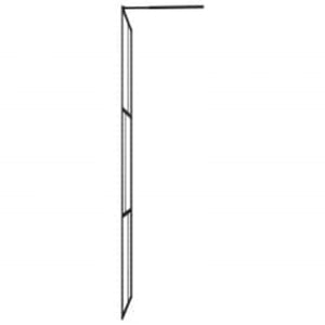 vidaXL Walk-in Shower Wall with Shelf Black 115x195 cm ESG Glass&Aluminium