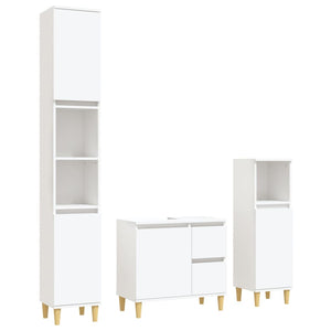 vidaXL 3 Piece Bathroom Cabinet Set White Engineered Wood