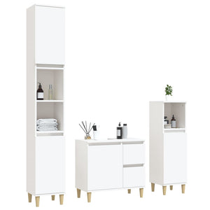 vidaXL 3 Piece Bathroom Cabinet Set White Engineered Wood