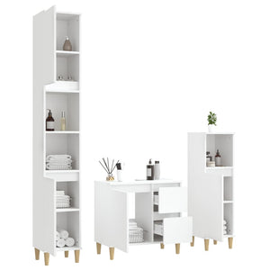 vidaXL 3 Piece Bathroom Cabinet Set White Engineered Wood