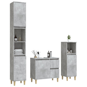 vidaXL 3 Piece Bathroom Cabinet Set Concrete Grey Engineered Wood