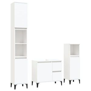 vidaXL 3 Piece Bathroom Cabinet Set White Engineered Wood