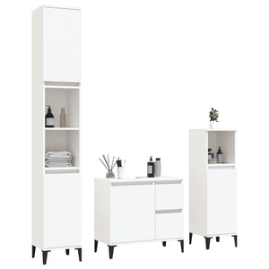 vidaXL 3 Piece Bathroom Cabinet Set White Engineered Wood