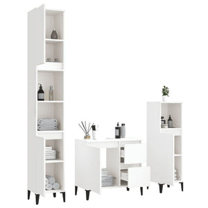 vidaXL 3 Piece Bathroom Cabinet Set White Engineered Wood