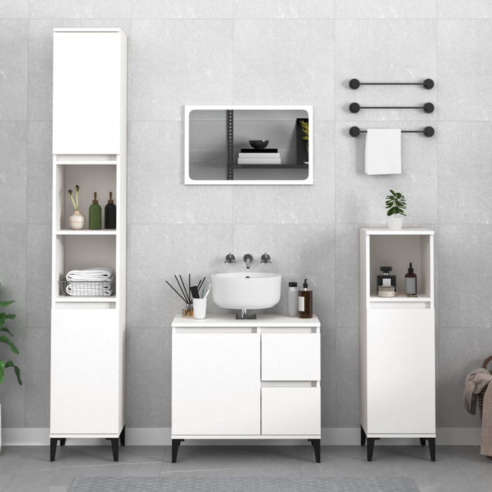 vidaXL 3 Piece Bathroom Cabinet Set White Engineered Wood