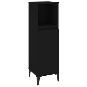 vidaXL 3 Piece Bathroom Cabinet Set Black Engineered Wood