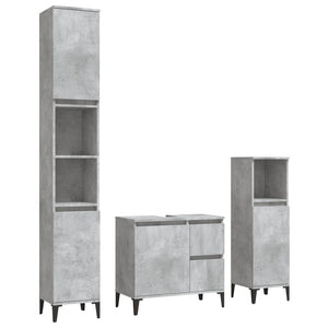 vidaXL 3 Piece Bathroom Cabinet Set Concrete Grey Engineered Wood