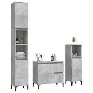 vidaXL 3 Piece Bathroom Cabinet Set Concrete Grey Engineered Wood