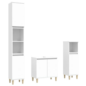 vidaXL 3 Piece Bathroom Furniture Set White Engineered Wood