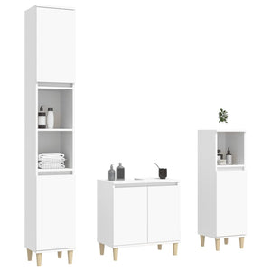 vidaXL 3 Piece Bathroom Furniture Set White Engineered Wood