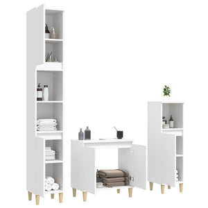 vidaXL 3 Piece Bathroom Furniture Set White Engineered Wood