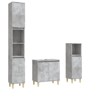 vidaXL 3 Piece Bathroom Furniture Set Concrete Grey Engineered Wood