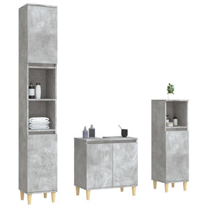 vidaXL 3 Piece Bathroom Furniture Set Concrete Grey Engineered Wood