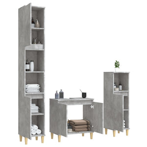 vidaXL 3 Piece Bathroom Furniture Set Concrete Grey Engineered Wood