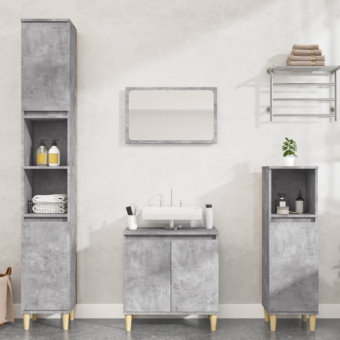 vidaXL 3 Piece Bathroom Furniture Set Concrete Grey Engineered Wood