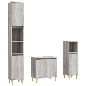 vidaXL 3 Piece Bathroom Furniture Set Grey Sonoma Engineered Wood