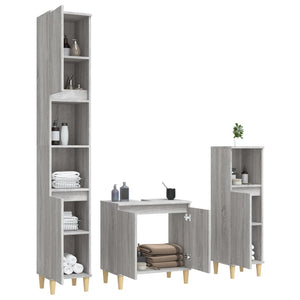 vidaXL 3 Piece Bathroom Furniture Set Grey Sonoma Engineered Wood