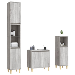 vidaXL 3 Piece Bathroom Furniture Set Grey Sonoma Engineered Wood