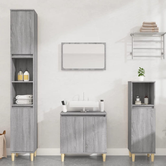 vidaXL 3 Piece Bathroom Furniture Set Grey Sonoma Engineered Wood